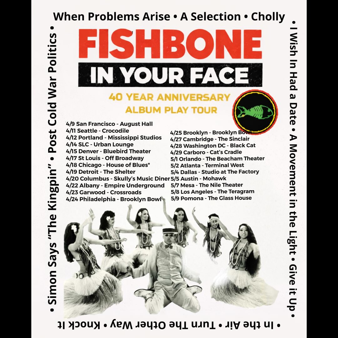 Fishbone In Your Face 40th Anniversary Tour Poster 2026
